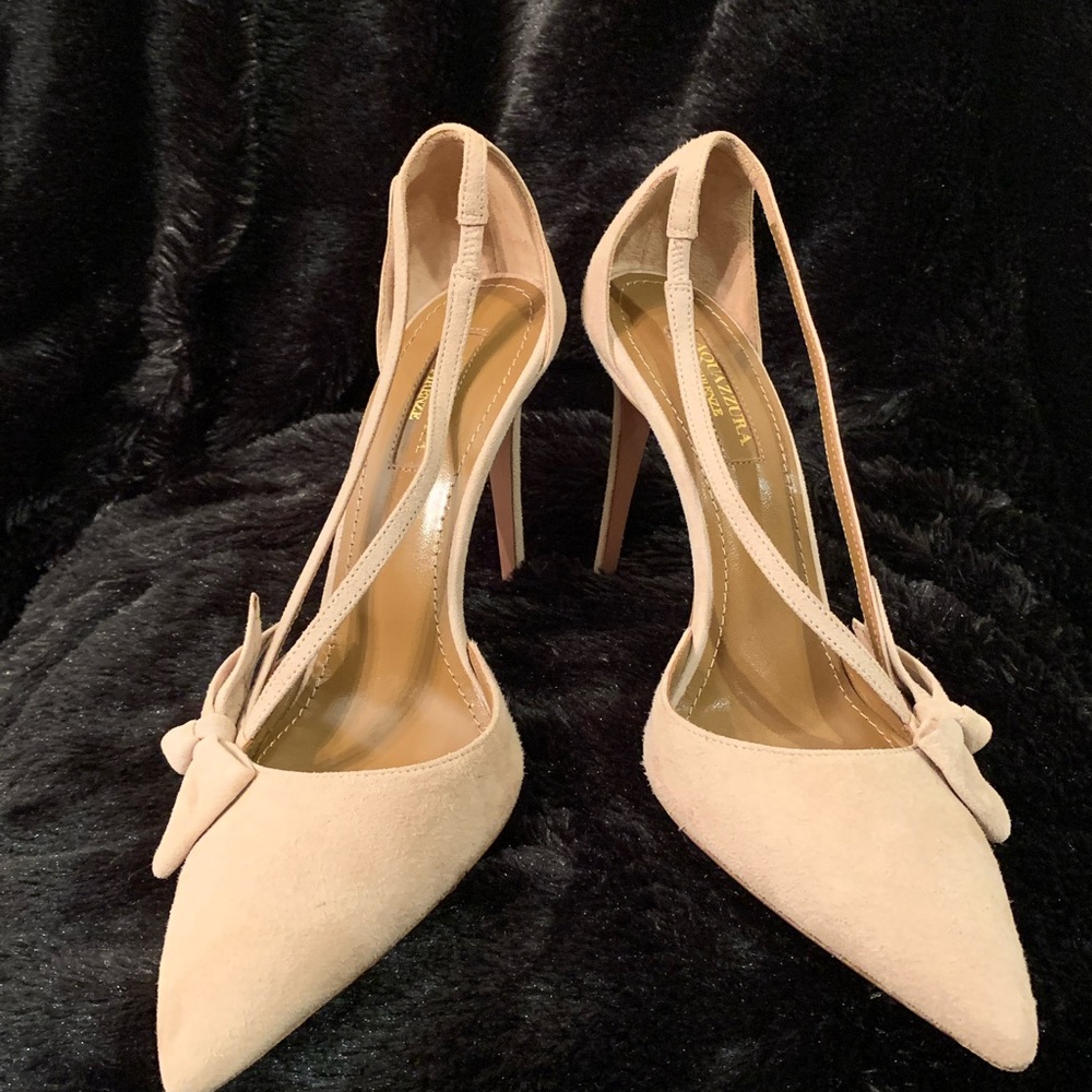 Aquazzura PARISIENNE BOW SUEDE PUMPS - Picture 3 of 15